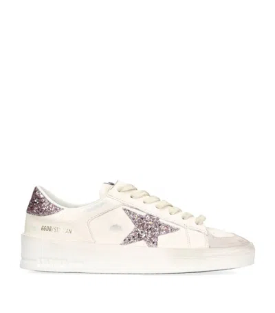 Golden Goose 30mm Stardan Nappa Leather Sneakers In White,pink