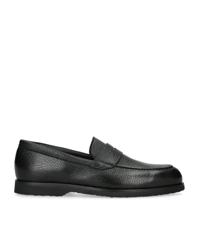 Harrys Of London Leather Beck Loafers In Black