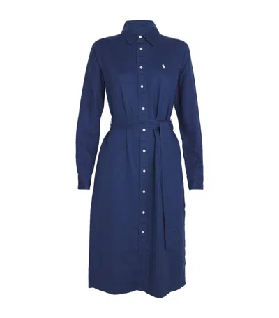 Polo Ralph Lauren Linen Kingsley Shirt Dress In Blue