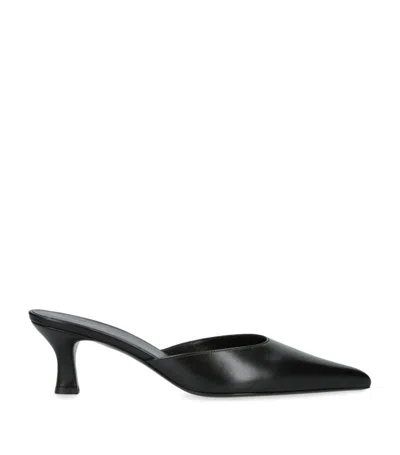 The Row Cybil Leather Mule Pumps In Black