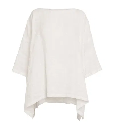 Eskandar Side-panel 3/4-sleeve Scoop-neck Tunic (mid Plus Length) In White