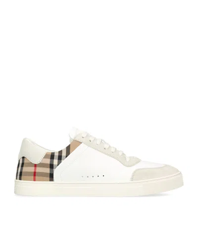 Burberry Leather Check Trainers In White