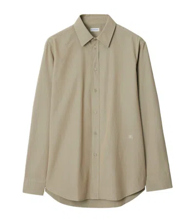 Burberry Edk-embroidered Cotton Shirt In Neutrals