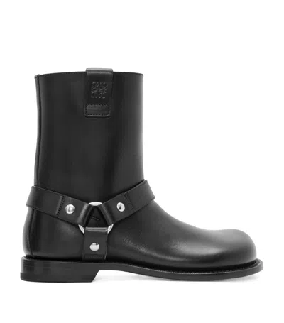 Loewe Paula's Ibiza Campo Embellished Leather Boots In Black