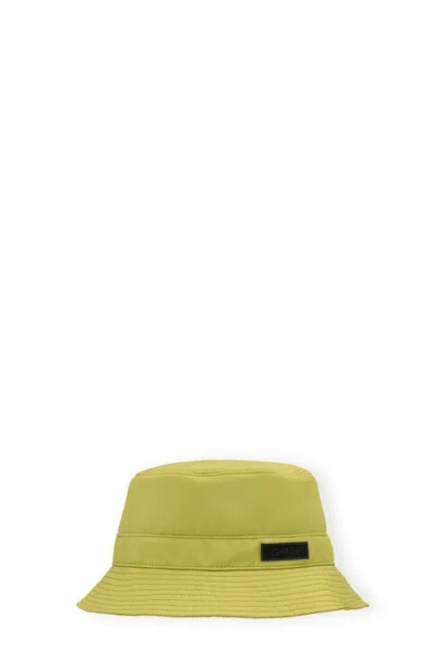 Ganni Logo-appliqué Bucket Hat In Green