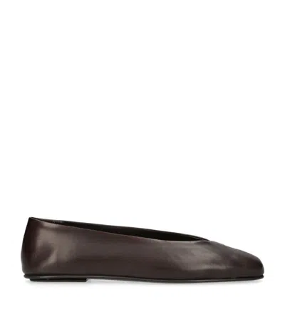 The Row Nappa Leather Eva Two Ballet Flats In Brown