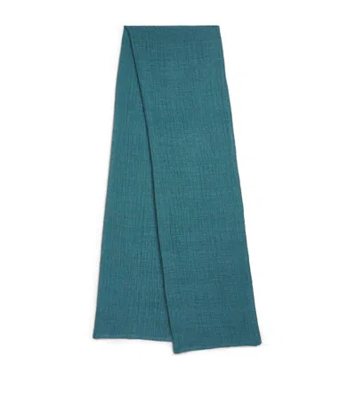 Eskandar Linen-blend Textured Scarf In Turquoise