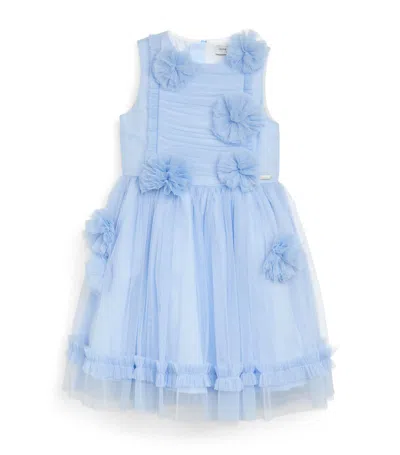 Jessie And James Kids'  Floral Appliqué Meadow Dress (4-14 Years) In Blue