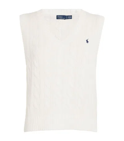 Polo Ralph Lauren Cotton Cable-knit Jumper Waistcoat In White