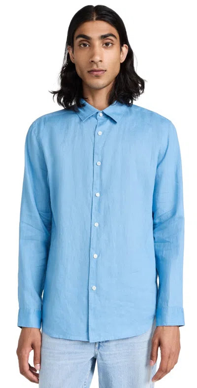 Theory Irving Relaxed Linen Shirt Powder Blue