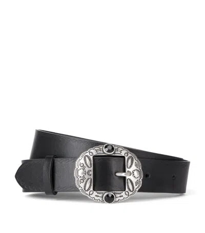 The Kooples Black Leather Belt With Metall