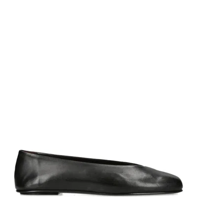 The Row Nappa Leather Eva Two Ballet Flats In Black