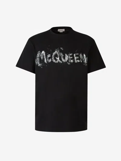Alexander Mcqueen Cotton Logo T-shirt In Logo Printed On The Front