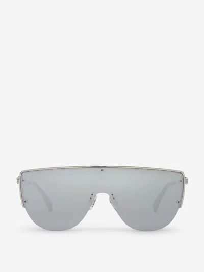 Alexander Mcqueen Mask Style Sunglasses In Silver