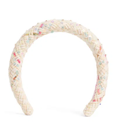 Bari Lynn Kids' Tweed Sequin-embellished Headband In Ivory