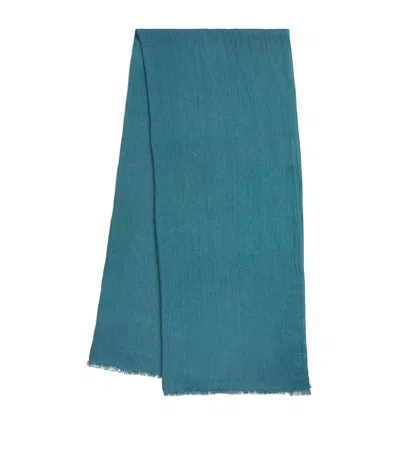 Eskandar Linen Scarf In Turquoise