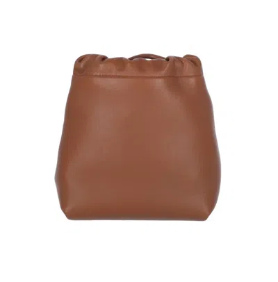 Valentino Garavani Valentino Vlogo Pouf Drawstring Mini Bucket Bag In Brown