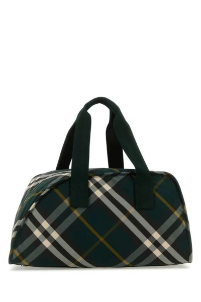 Burberry Man Printed Nylon Shield Travel Bag In Multicolor