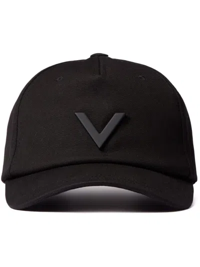 Valentino Garavani V-logo Cotton Baseball Cap In Black