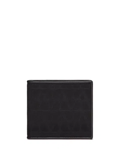 Valentino Garavani Wallet In Toile Iconographe Technical Fabric In Black