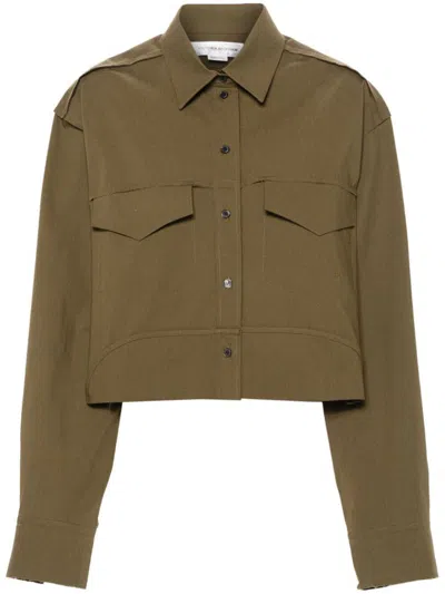 Victoria Beckham Cropped Military Shirt In Green