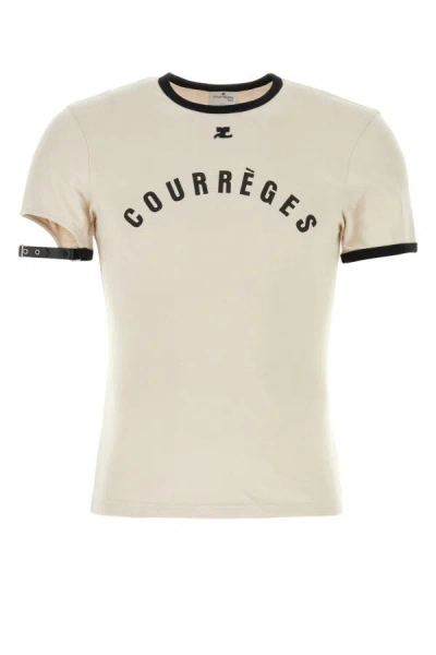 Courrèges Logo Print T-shirt In Gray