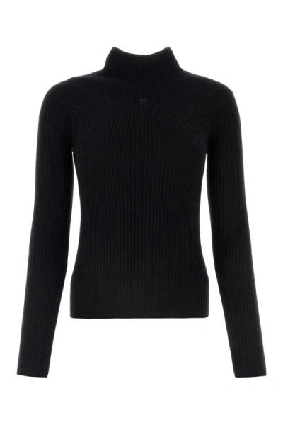 Courrèges Courreges Woman Black Cotton Blend Sweater