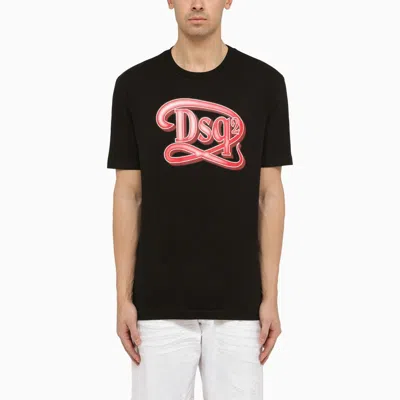 Dsquared2 Black Cotton T-shirt With Logo Print Men
