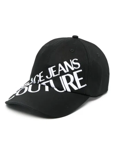 Versace Jeans Couture Embroidered-logo Cotton Cap In Black