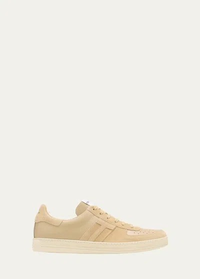 Tom Ford Radcliff Logo Low Top Sneakers In Sand Cream