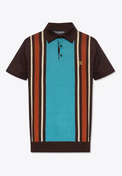 Dolce & Gabbana Men's Retro Striped Cashmere-silk Polo Shirt In Multicolor