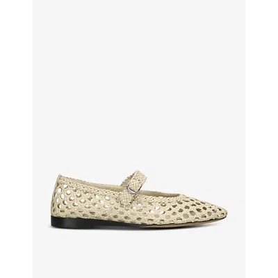 Le Monde Beryl Woven Leather Mary Jane Ballet Flats In White