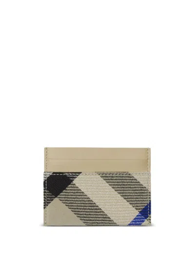 Burberry Checked Leather Cardholder In Beige