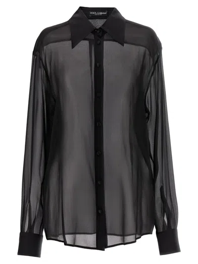 Dolce & Gabbana Chiffon Shirt In Black