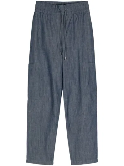 Emporio Armani Denim Cotton Trousers In Blue