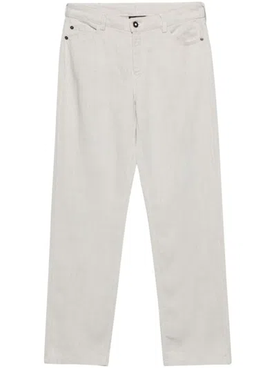 Emporio Armani Linen Blend Trousers In Beige