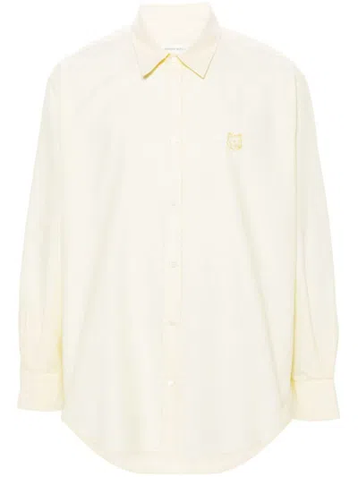 Maison Kitsuné Contour Fox Head-embroidery Cotton Shirt In White