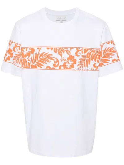 Maison Kitsuné Floral-print Cotton T-shirt In White