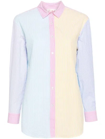 Mc2 Saint Barth Striped Cotton Shirt In Multicolour