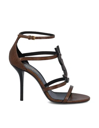 Saint Laurent "cassandre" Heeled Shoes In Brown