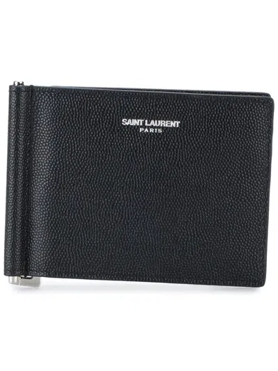 Saint Laurent Money Clip Wallet In Black