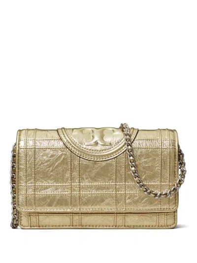 Tory Burch "fleming Soft" Quilted Shoulder Bag In Gold