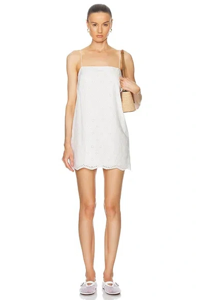 Matteau + Net Sustain Broderie Anglaise Organic Cotton Mini Dress In Floral Broderie White