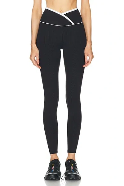 Year Of Ours Ribbed Two Tone Veronica Legging In Black & White