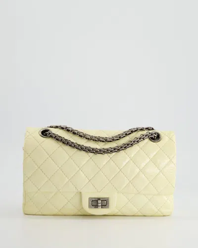 Pre-owned Chanel Lemon Patent Small Reissue Double Flap Bag With Ruthenium Hardware In Yellow