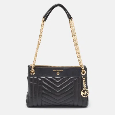 Michael Kors Quilted Leather Susan Chain Bag In Black