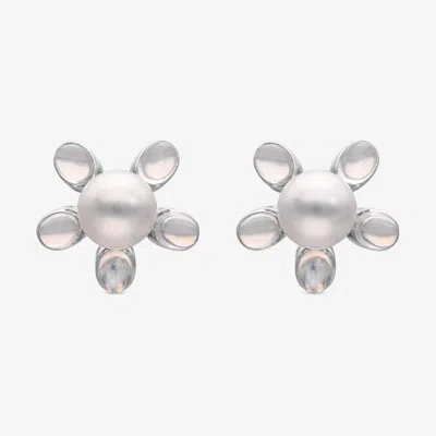 Assael 18k White Gold, Single South Sea Pearl And Moonstone Huggie Earrings