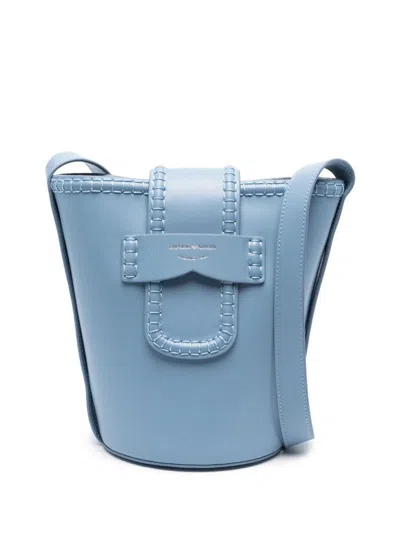 Ea7 Emporio Armani Leather Bucket Bag In Clear Blue