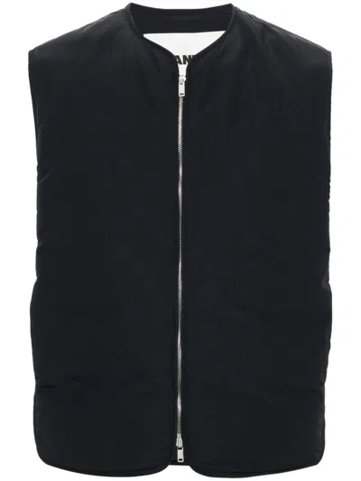Jil Sander Zipped Down Waistcoat In Black