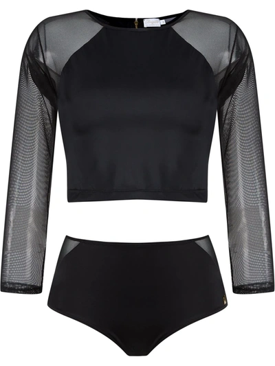 Brigitte Cropped Top And Hot Pants Set In Black